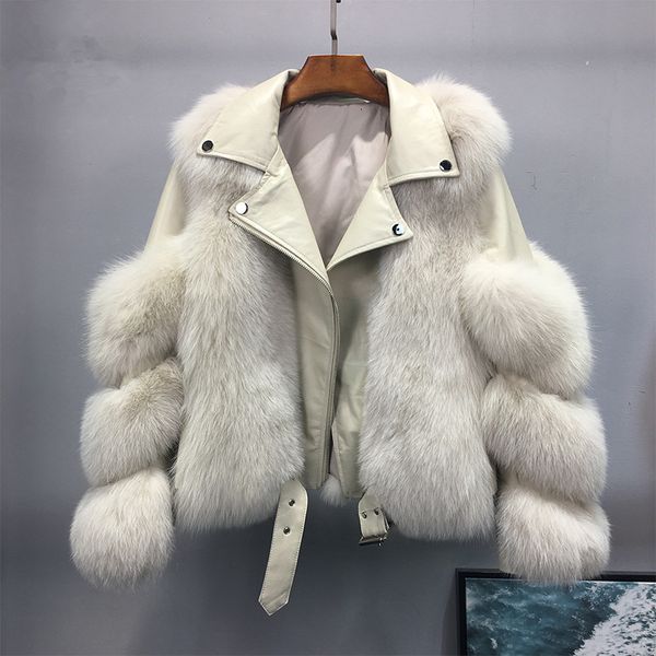 

2021 new new locomotive fashion haining whole imitation fox skin short female fur coat, Black