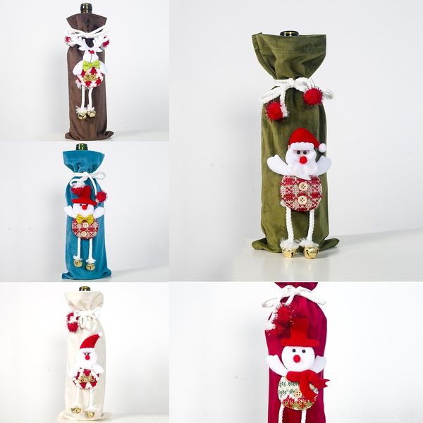 

smxse doll decorative products three dimensional cloth christmas flannelette red bottle set champagne bottle cover wine cap xibao dollkmqol