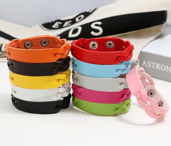 

2021 fashion style woven pu bracelet handmade men woman hemp flowers button adjustable bracelet 23cm*1.5cm 24pcs/lot, Black