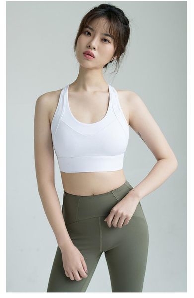 

new all-in-one bra pad sports underwear women high wing -proof gathering yoga vest back buckle fitness underwear spbr0033, Black;blue