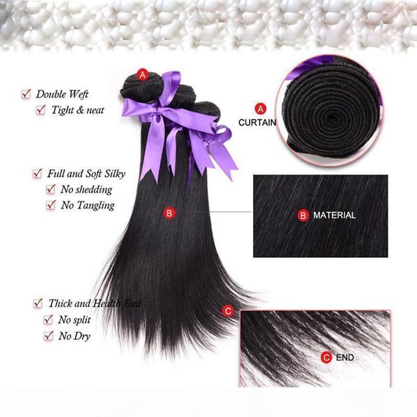 

double drawn weft hair 100% human virgin hair extensions hair bundle natural color 100gram one piece & 5 piece lot, dhl, Black