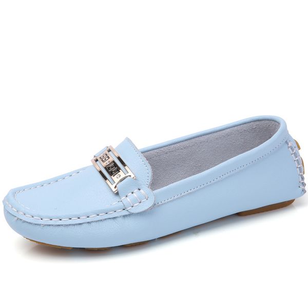 

women slip on leather loafers autumn ladies metal fashion flat shoes female sewing solid comfort casual woman light flats shoe 201105, Black