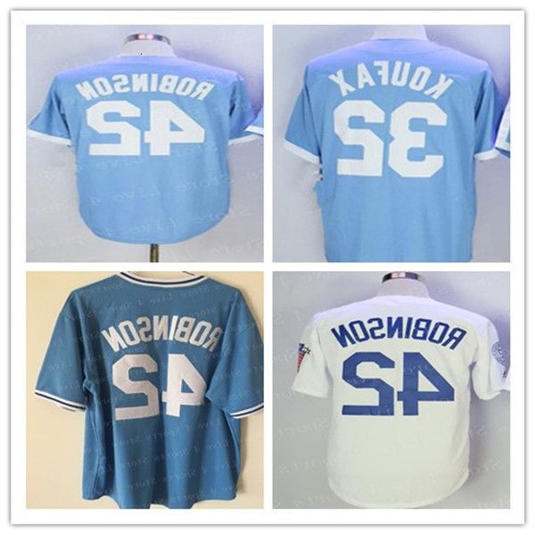 

men jackie 42 robinson brooklyn jerseys baseball blue white black sticthed sandy 32 koufax jersey good size s-3xl