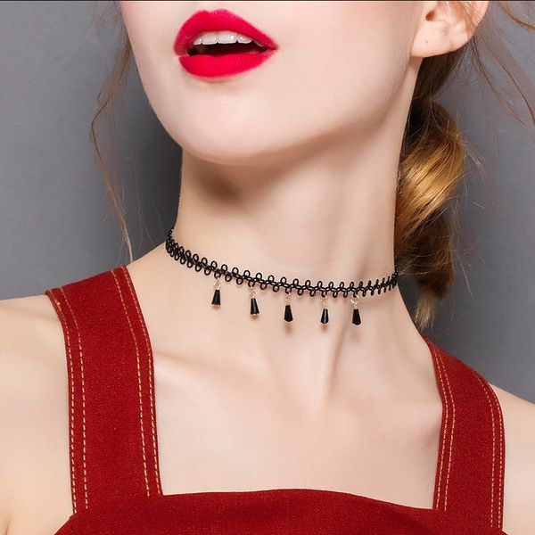 

net red tassel ожерелье ювелирные изделия клавика женская мода украшения аксессуары универсальная цепочка шеи хрустальный воротник, Silver