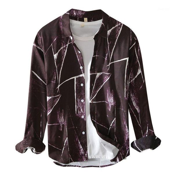 

autumn 2020 printed long sleeve man's shirt new oversize loose polyester formal blouse black square collar luxury shirts for men1, White;black