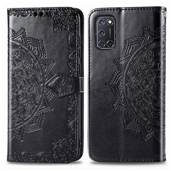 

for oppo a52 a72 a92 halfway mandala embossing pattern horizontal flip leather case with holder card slots wallet p frame lanyard