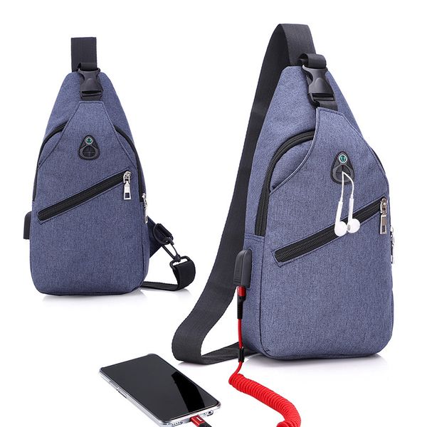 

men's simple business shoulder earphone bit fashion messenger outdoor travel waterproof pocket mobile phone bag