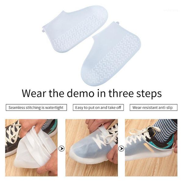 

rain covers 1 pair silicone reusable latex waterproof shoes slip-resistant boot motorcycle bike overshoes accessories1