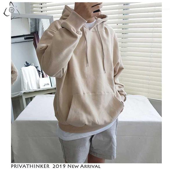 

privathinke 2019 autumn warm men fleece hoodies 9 colors male streetwear thicken hooded sweatshirts casual loose hoodies 5xl1, Black
