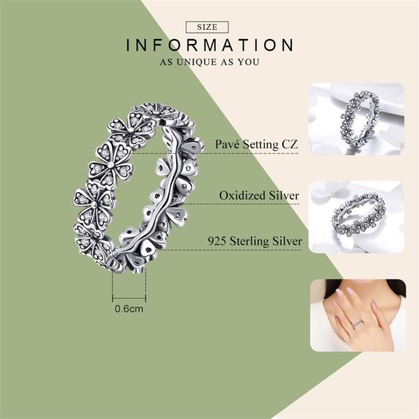

bamoer trendy new 100% 925 stackable daisy flower finger rings for women sterling silver wedding jewelry scr397 y200321, Slivery;golden