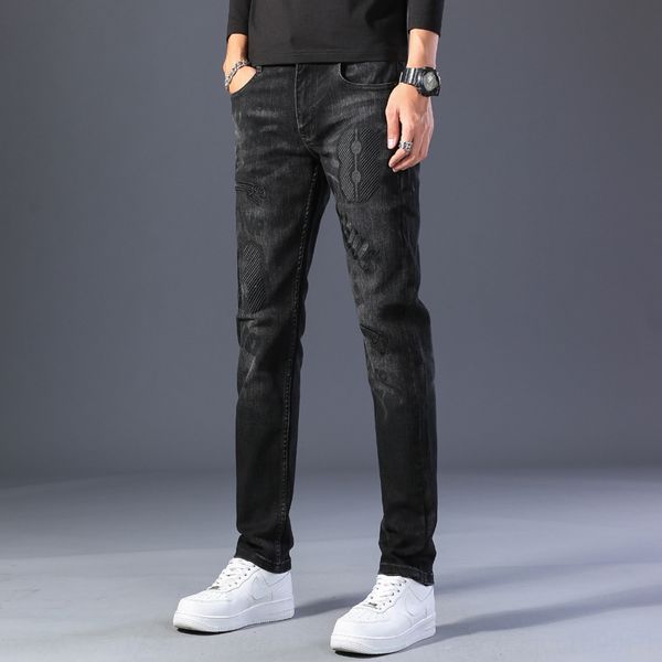 

новые печати моды вг мужские белые джинсы и trouserspants и брюки тонкие джинсы модно старые ноги, мужские брюки lykkk, Blue