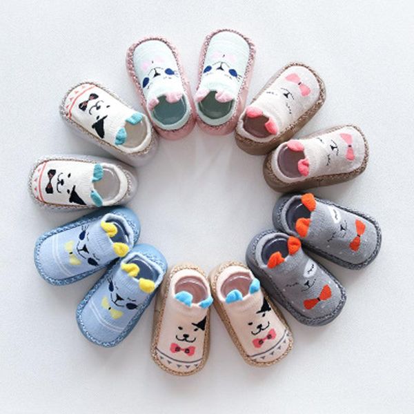 

cute cartoon baby socks with rubber soles animal ear infant socks toddler boy girl autumn children floor shoes anti slip y, Pink;yellow