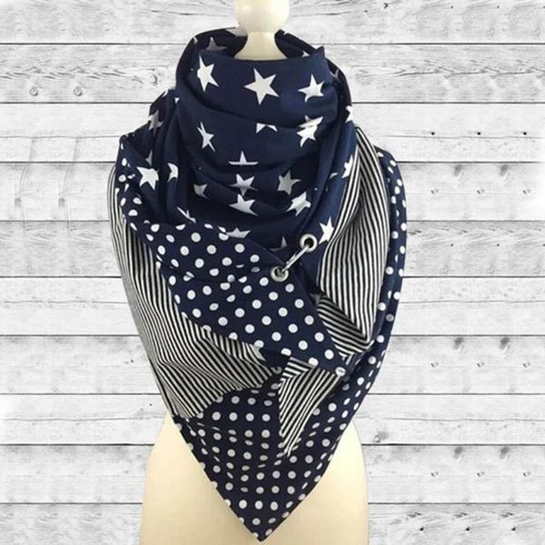 

scarves fashion 2021 women scarf soild star printing button soft wrap casual warm shawls luxury winter brand, Blue;gray
