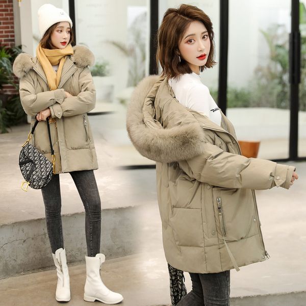 

2020 new fattening plus size down jacket for women 200 kg fat mm korean pregnant women's medium long oversize coat, White
