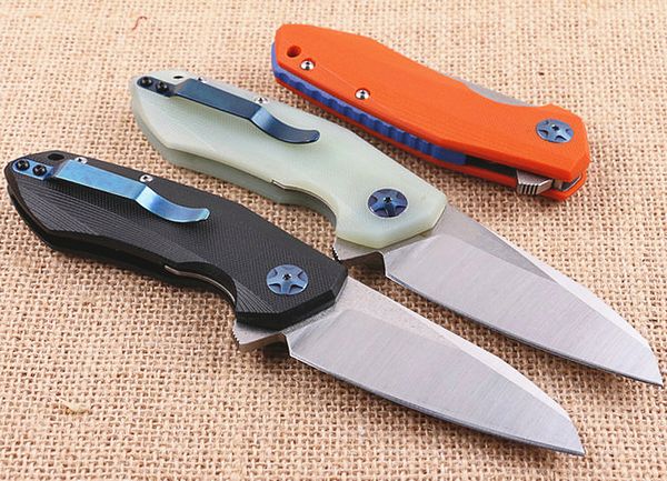 Özel Teklif 0456 Flipper Katlanır Bıçak Bıçak 9Cr18MOV Saten Bıçak G10 Kolu EDC Pocket Bıçak Perakende Kutusu Paketi ile