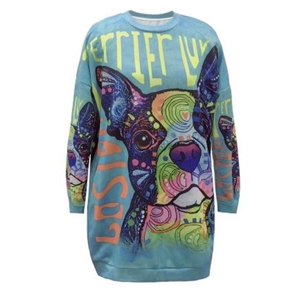 

autumn casual sweatshirts women cute puppy letters dog print loose pullover o-neck long sleeve chic girls 201204, Black