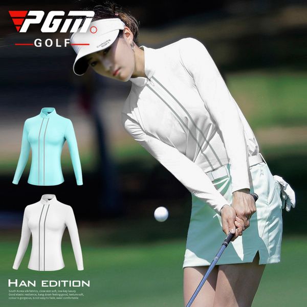

pgm women long sleeve golf jacket winter warm windbreaker ladies stand collar zipper coat golf training clothing s, Red;blue