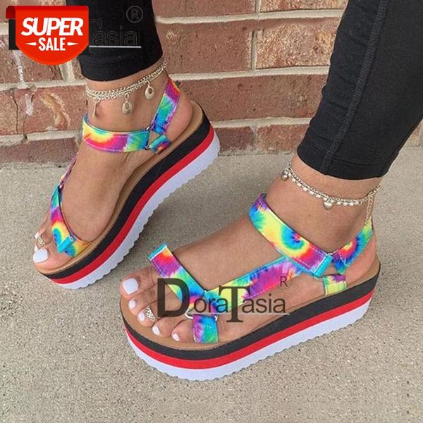 

doratasia big size 34-43 new ins ladies flat platform sandals fashion colorful summer sandals women casual party shoes woman #qd2t, Black