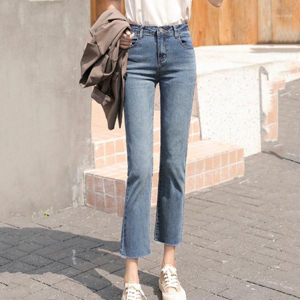 

women jeans high waist plus size ankle length blue denim straight pants loose korean style autumn summer jean women's trousers1