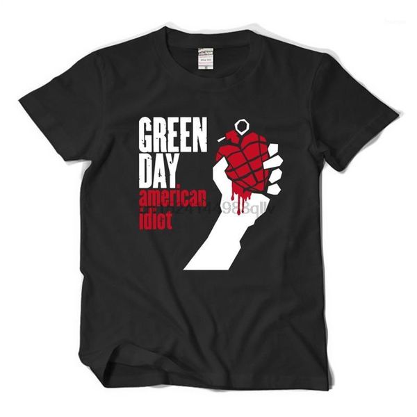 

xuanyutee greenday new punk rock t shirt homme cotton o neck short sleeve print american idiot fan fashion 2xl t shirt men black1, White;black