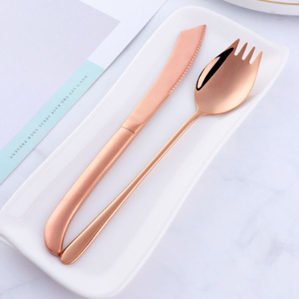 Batı Sofra Seti Uzun Kolu Paslanmaz Çelik Kaşık Çatal Spork Biftek Bıçak Metal Çorba Masa Servisi Yemek Takımları