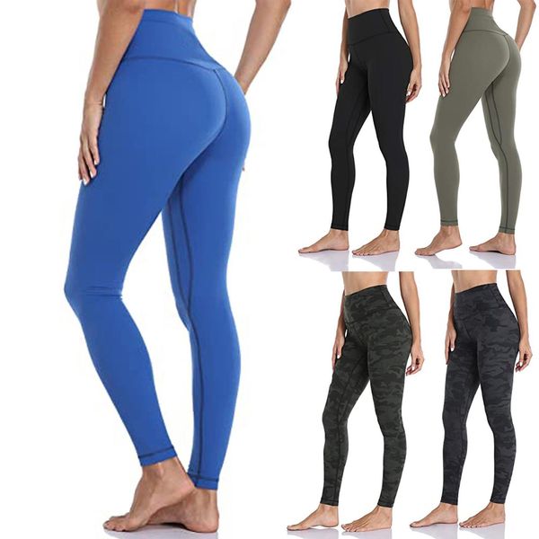 

40# leggings womens solid stretch leggings fitness running gym sports full length active pants high waist legging, Black