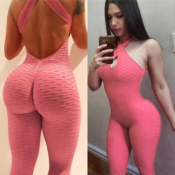 

exercise clothing for women backless yoga pants jumpsuits carry buttock breathable quick dry kg-645, White;red