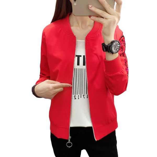 

весна осень женщины леди тонкий куртки мода основные bomber jacket с длинным рукавом пальто вскользь stand collar thin slim fit верхняя одеж, Black;brown