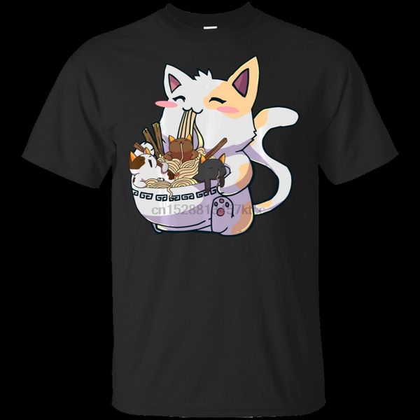 

kawaii neko cat ramen bowl аниме японская лапша черная футболка m-3xl мода классический стиль tee shirt спорта толстовка с капюшоном толстов
