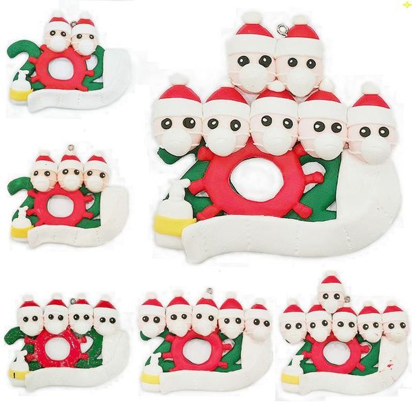 

2020 christmas polymer clay ornaments gift survivor family hang decoration snowman pendant with face mask hand sanitizer xmasbr0o gv0a