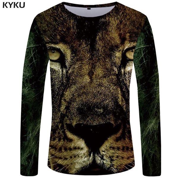 

lion men yellow animal space long sleeve punk rock new 3d print shirts aesthetic comics horror men clothing