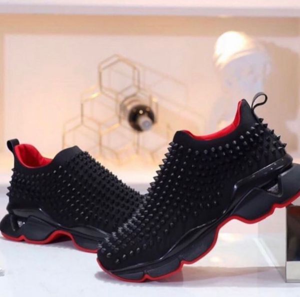 

popular nice sneakers spike-sock sneakers men's red bottom shoes neoprene men's outdoor couples sports casual fashion trainer, Black