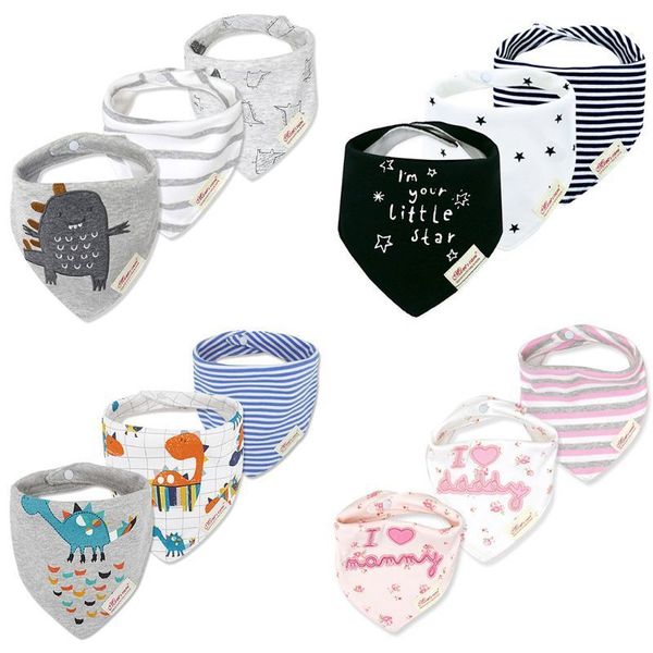 

3 pcs/pack newborn baby feeding bib cartoon infant cotton saliva towel dribble bandana feeding apron y200710