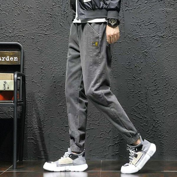 

stretch jeans men's loose harem pants overalls trousers korean loose leg pants large size small feet cropped1, Black