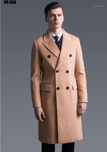 

s-6xl classic style men's slim wool trench coat male cashmere long coat men autumn winter clothing overcoat s-6xl1, Tan;black