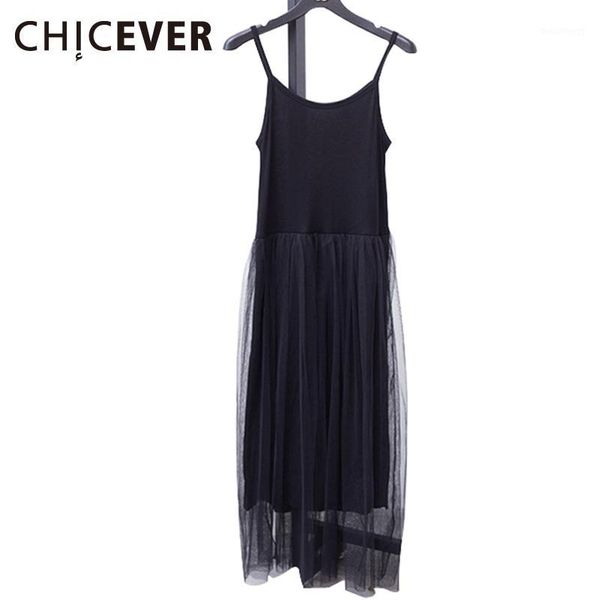 

chicever] 2017 off shoulder summer women dress female loose spaghetti strap mesh ladies party dresses new clothing1, White;black