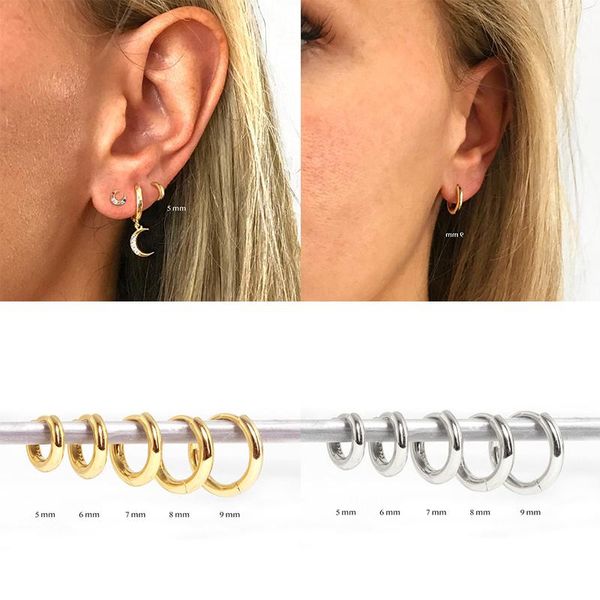 

hoop & huggie canner 925 sterling silver earrings glossy korean style trendy statement earring for women party jewelry gift pendientes w4, Golden;silver