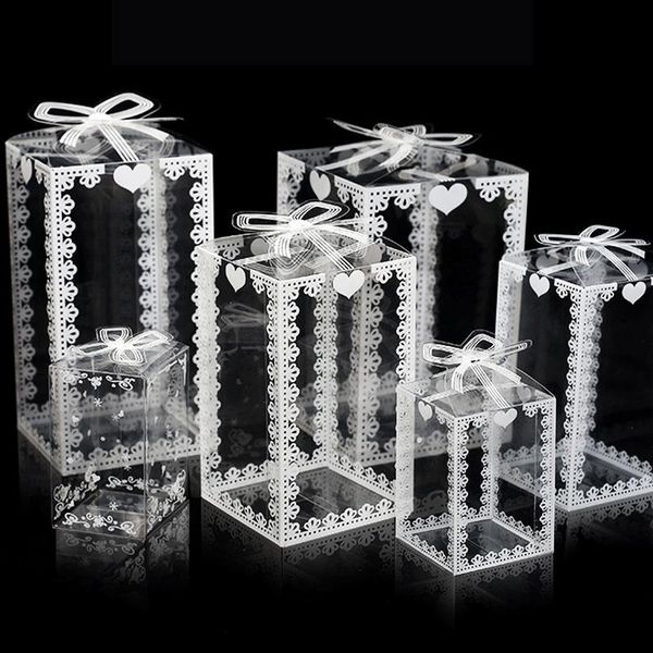

gift wrap 50pcs clear pvc box packing wedding/christmas favor cake packaging chocolate candy dragee apple event transparent