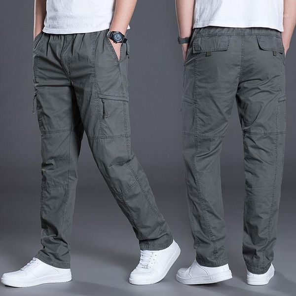 

2021 thick straight pants large-size loose work pants men's outdoor casual multi-pocket long1, Black