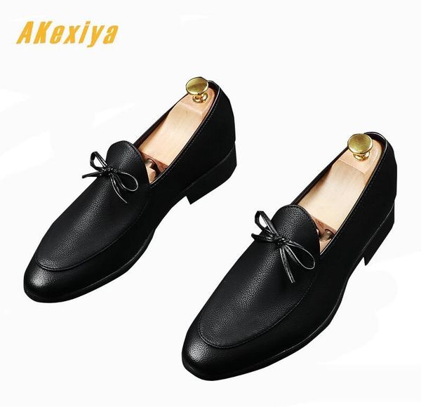

british new men's dress pointed bowtie charm formal shoes oxfords luxury designer gentleman wedding men homecoming prom shoes, Black