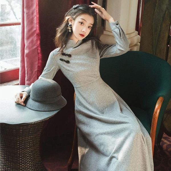 

improved cheongsam bottoming dress retro republican style long skirt, Black;pink