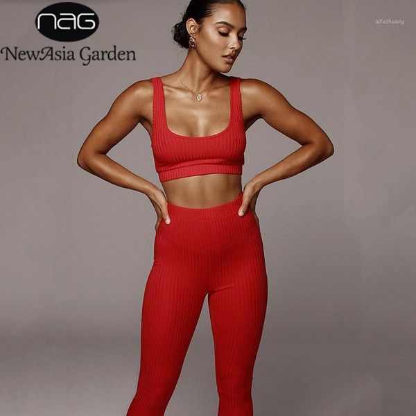 

newasia garden autumn new knitting bodycon two piece set women red white grey sleeveless waistless short long pants1