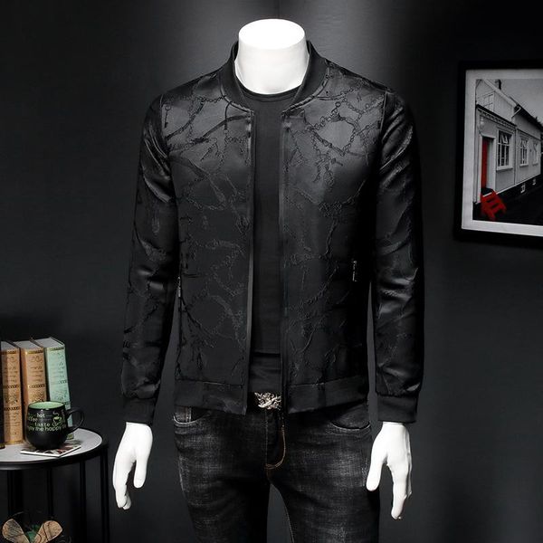 

vintage black jacket men spring slim fit jacquard bomber jacket coat men 5xl chaqueta hombre casual bomber outfit, Black;brown