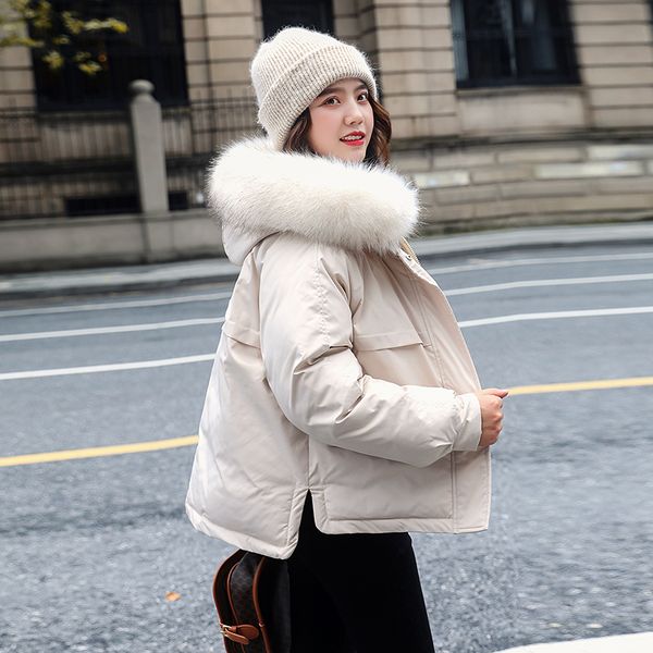 

white fat short adjustable parka taille winter bontkraag hooded 2020 new women jas nlqgh, Black