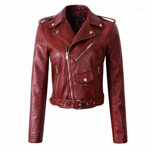 

women's leather & faux women wine red jackets lady pu jacket bomber motorcycle biker pink black outerwear with belt1