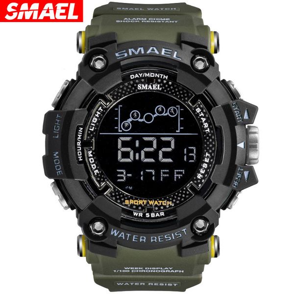 

smael smer watch men's outdoor sports waterproof watch fashion trend single display luminous electronic watch, Slivery;brown