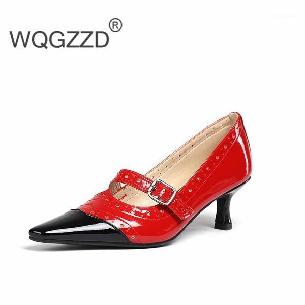 

dress shoes high heels women's pumps patent leather mixed color spring fashion office ladies zapatos de mujer1, Black