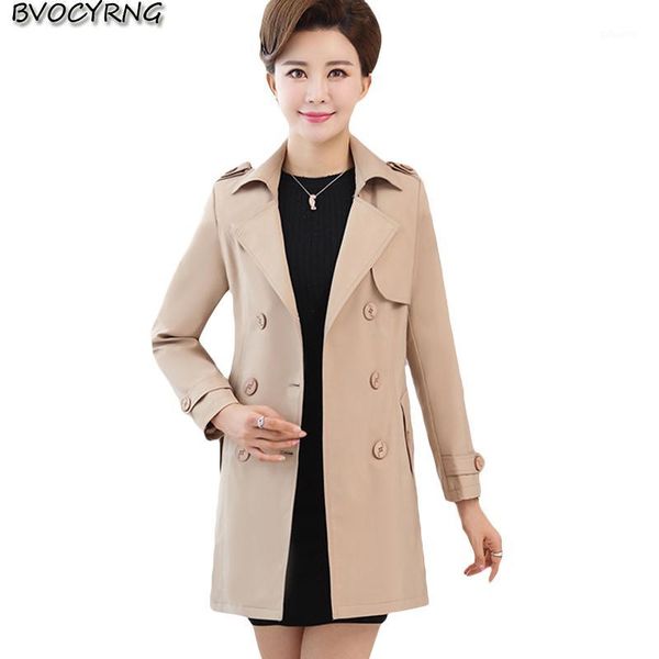 

mother coat female autumn winter middle-aged windbreaker fashion plus size autumn medium length jacket 2020 new women casual, Tan;black