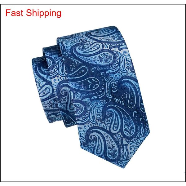 

classic silk mens neckties paisley tie sets blue mens tiies tie hanky cufflinks set jacquard woven meeting busin qylray bde_home, Black;blue