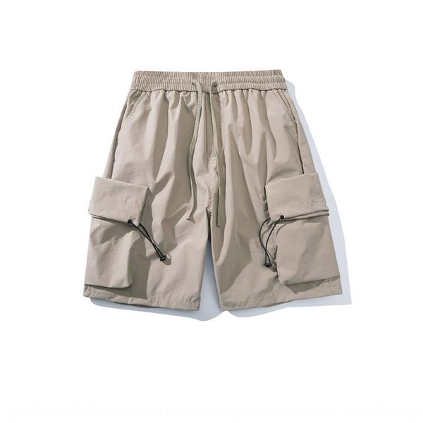 

ins street functional multi pocket work wear men's work clothes shorts and shorts fashion brand loose straight tube solid color casual, Blue